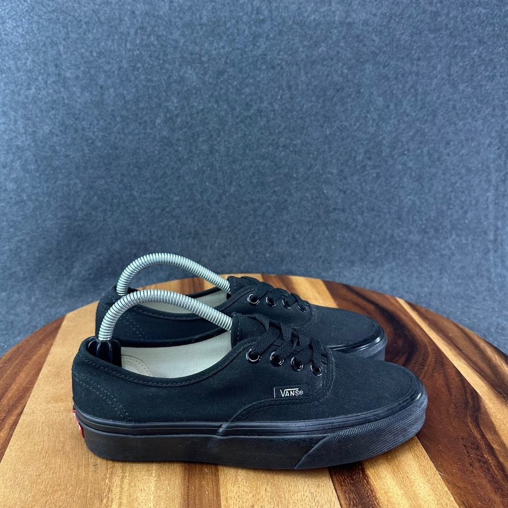 Vans Womens Authentic Triple Black Gum Canvas Skate Sneakers Shoes Size 5.5 US